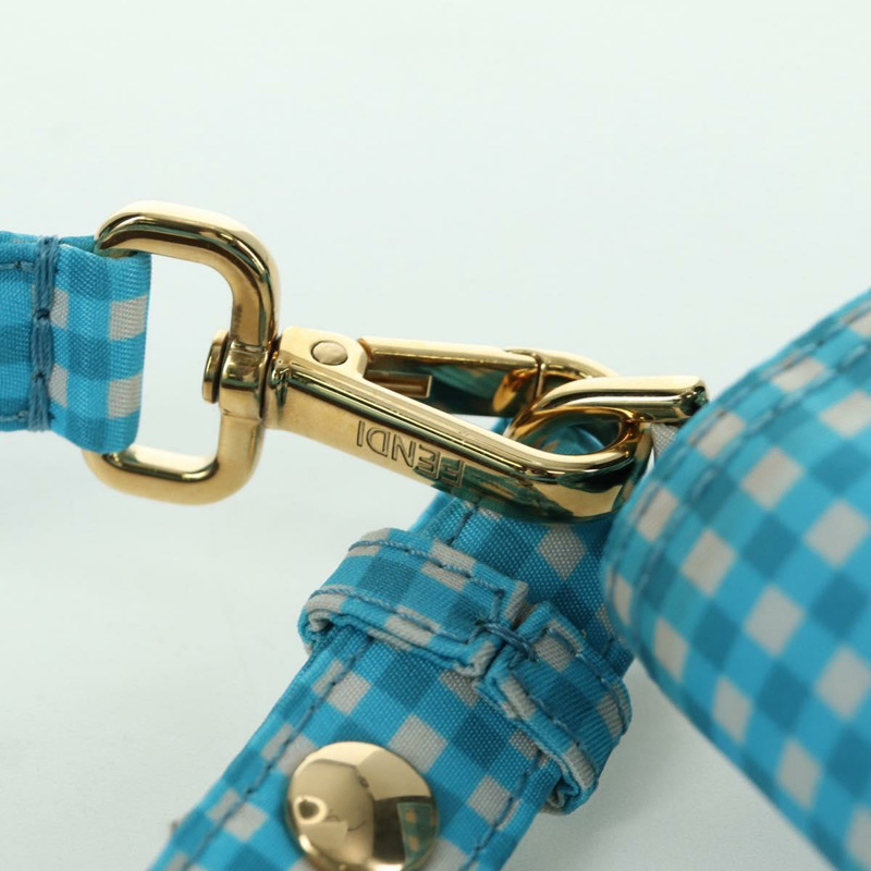 【日本直送】FENDI Mamma Baguette 肩背包 尼龍材質 兩用 淺藍色 金色 正品 171465M-19