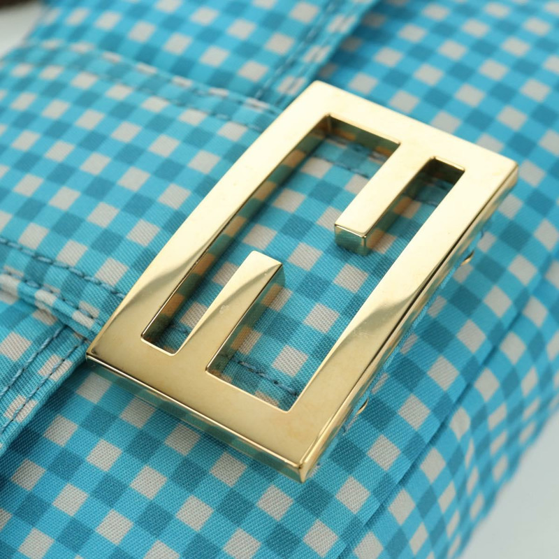 【日本直送】FENDI Mamma Baguette 肩背包 尼龍材質 兩用 淺藍色 金色 正品 171465M-20