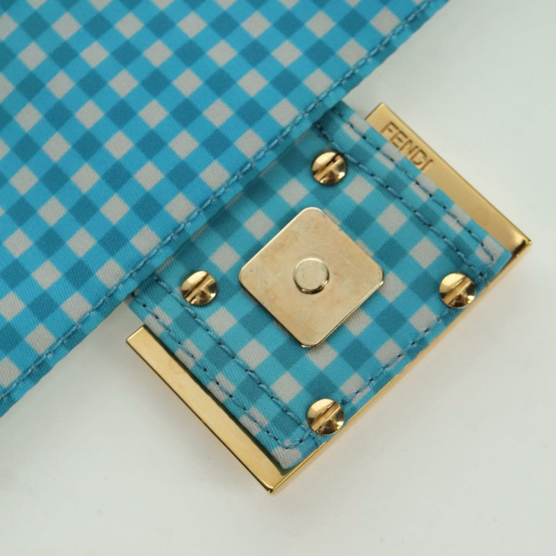 【日本直送】FENDI Mamma Baguette 肩背包 尼龍材質 兩用 淺藍色 金色 正品 171465M-22