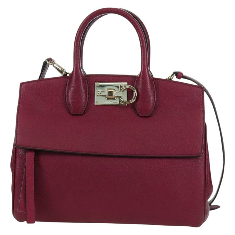 【日本直送】Salvatore Ferragamo Gancini 手提包 皮革 兩用 紫色 金飾 正品 171454A-1