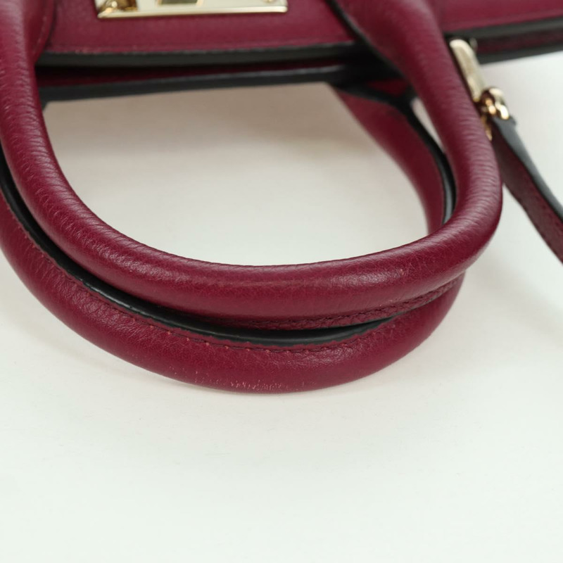 【日本直送】Salvatore Ferragamo Gancini 手提包 皮革 兩用 紫色 金飾 正品 171454A-7