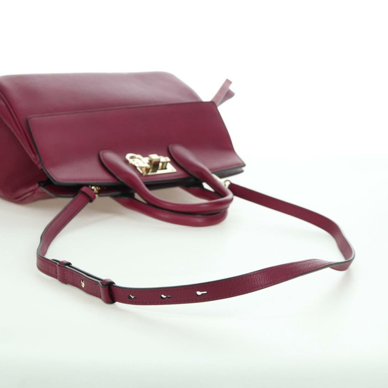 【日本直送】Salvatore Ferragamo Gancini 手提包 皮革 兩用 紫色 金飾 正品 171454A-9