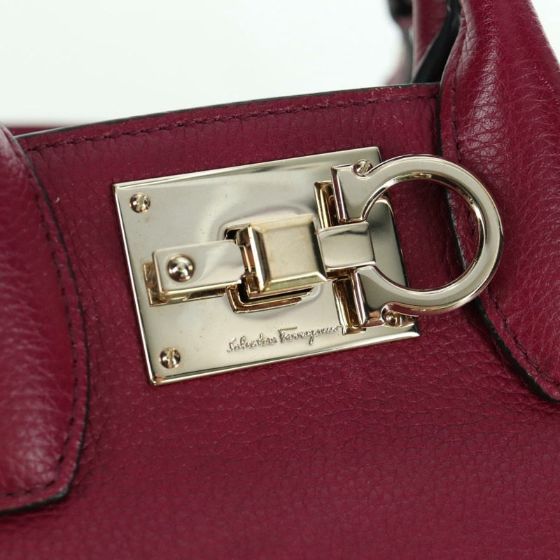 【日本直送】Salvatore Ferragamo Gancini 手提包 皮革 兩用 紫色 金飾 正品 171454A-16