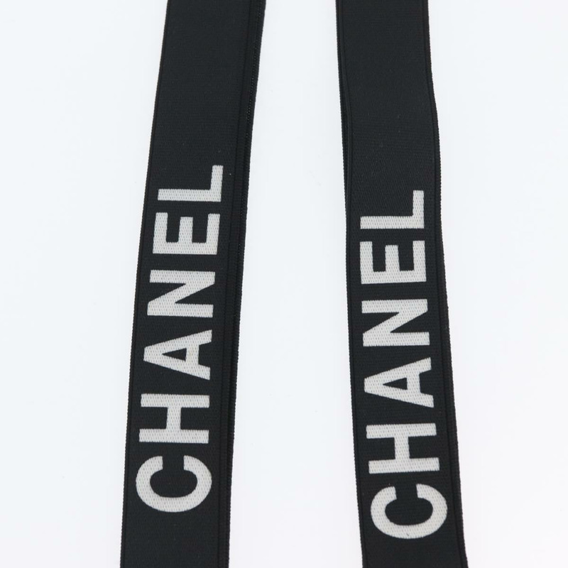【日本直送】香奈兒帆布黑色雙C吊帶背帶 Auth 173409V-4