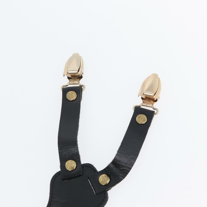 【日本直送】香奈兒帆布黑色雙C吊帶背帶 Auth 173409V-8