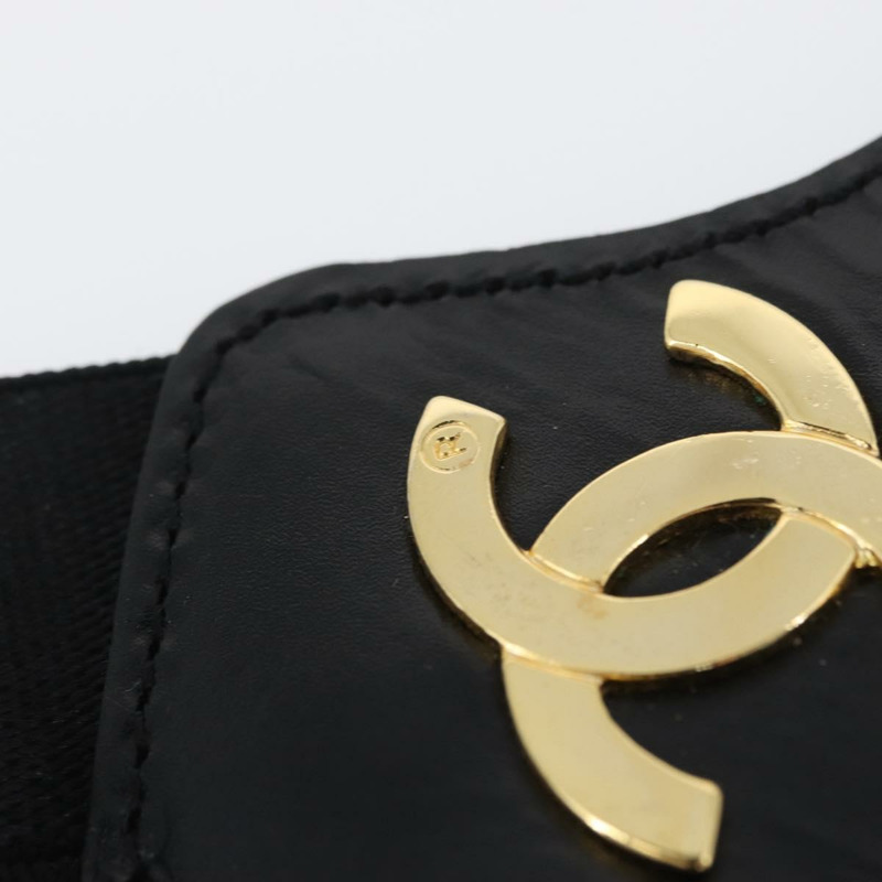 【日本直送】香奈兒帆布黑色雙C吊帶背帶 Auth 173409V-9