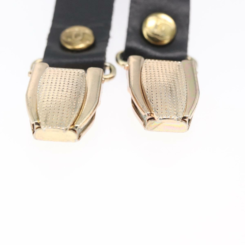 【日本直送】香奈兒帆布黑色雙C吊帶背帶 Auth 173409V-11