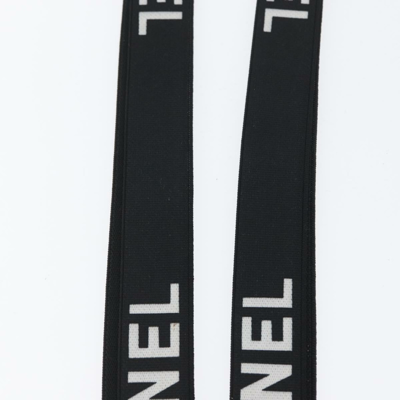 【日本直送】香奈兒帆布黑色雙C吊帶背帶 Auth 173409V-18