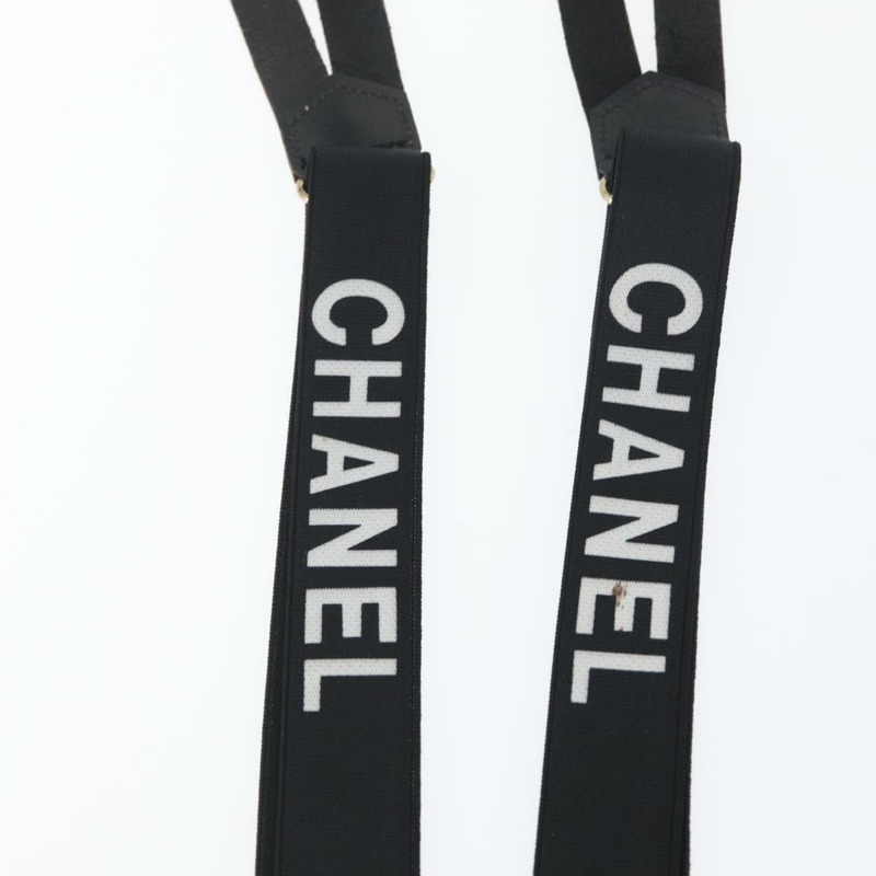 【日本直送】香奈兒帆布黑色雙C吊帶背帶 Auth 173409V-19