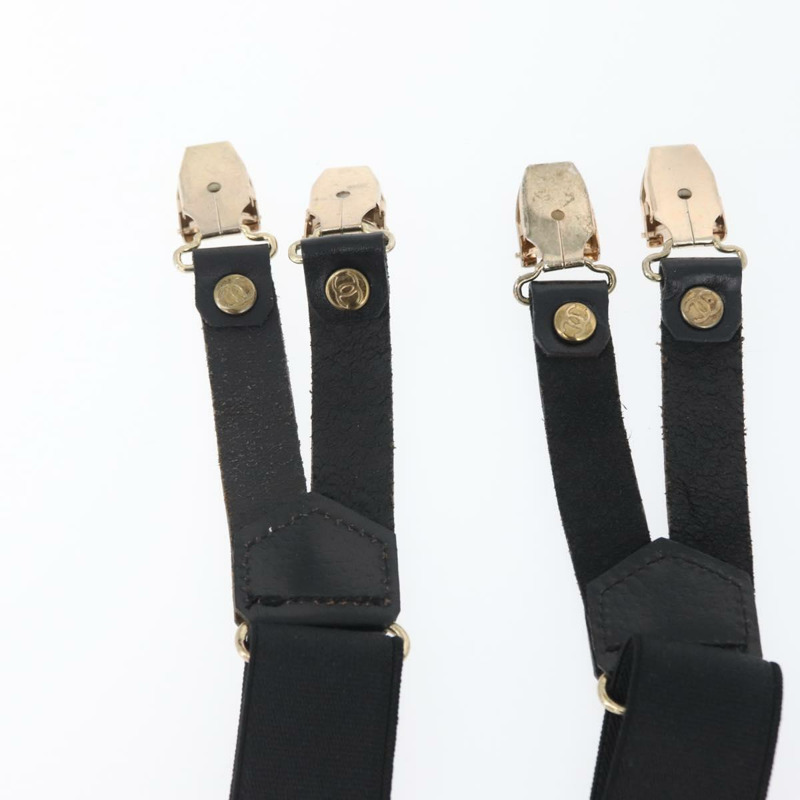 【日本直送】香奈兒帆布黑色雙C吊帶背帶 Auth 173409V-20