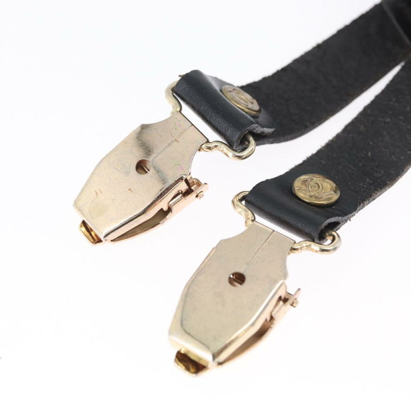 【日本直送】香奈兒帆布黑色雙C吊帶背帶 Auth 173409V-23