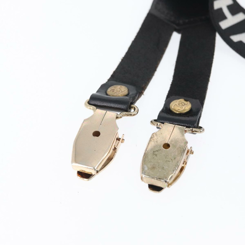 【日本直送】香奈兒帆布黑色雙C吊帶背帶 Auth 173409V-24