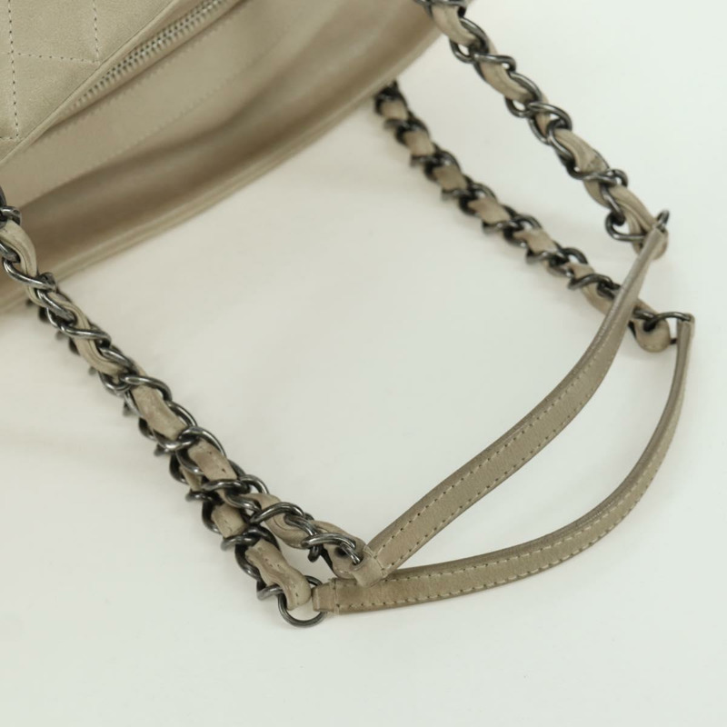 【日本直送】香奈兒 (CHANEL) 絎縫鏈條肩背包，象牙色皮革，銀色雙C標誌，貨號 171501A-6