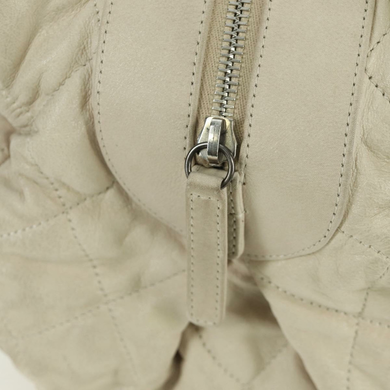 【日本直送】香奈兒 (CHANEL) 絎縫鏈條肩背包，象牙色皮革，銀色雙C標誌，貨號 171501A-14