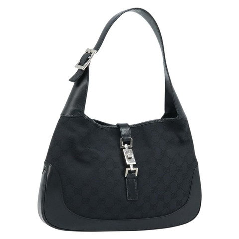 GUCCI GG帆布Jackie肩背包 黑色 銀色 001 3306 1956 正品 173718A