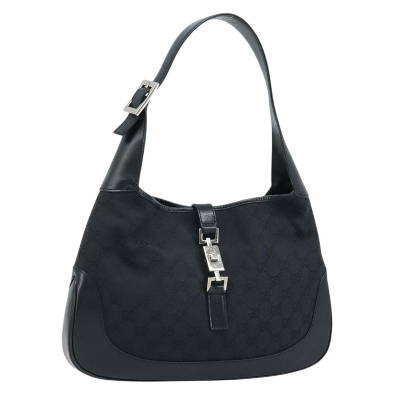 【日本直送】GUCCI GG帆布Jackie肩背包 黑色 銀色 001 3306 1956 正品 173718A-0