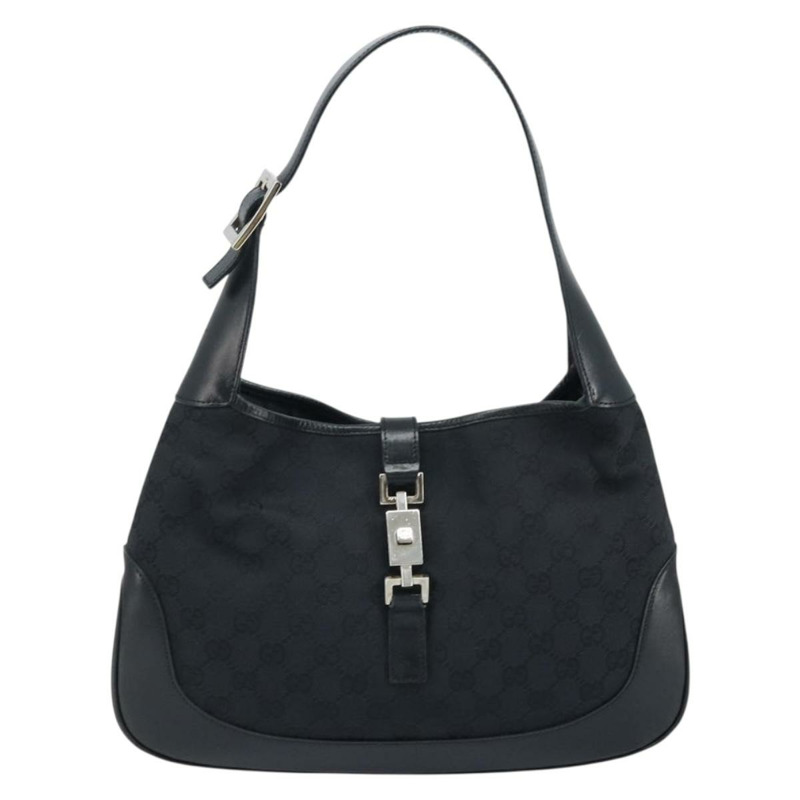 【日本直送】GUCCI GG帆布Jackie肩背包 黑色 銀色 001 3306 1956 正品 173718A-1
