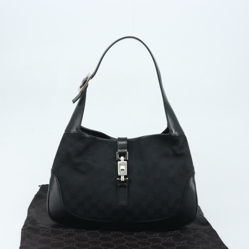 【日本直送】GUCCI GG帆布Jackie肩背包 黑色 銀色 001 3306 1956 正品 173718A-23