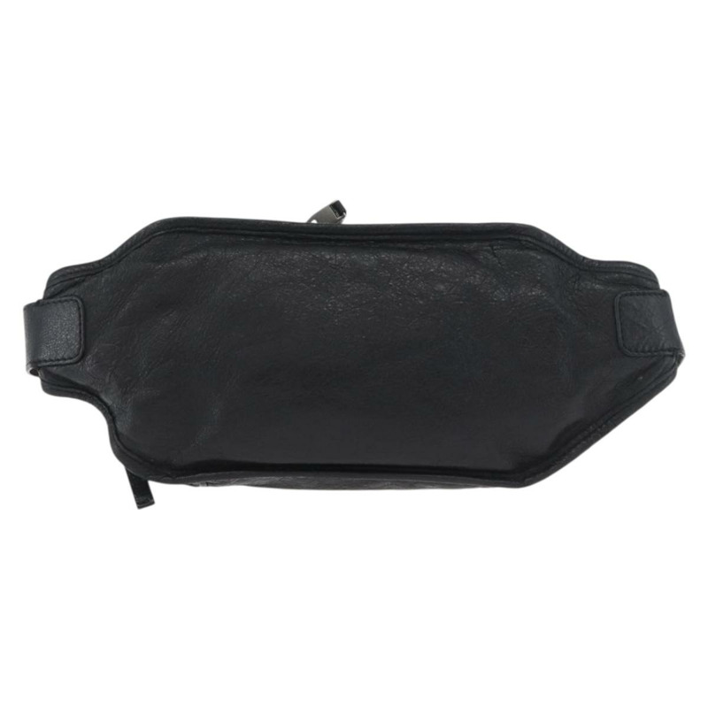 【日本直送】BALENCIAGA 黑色銀色皮革斜背包 Auth mr2182V-1