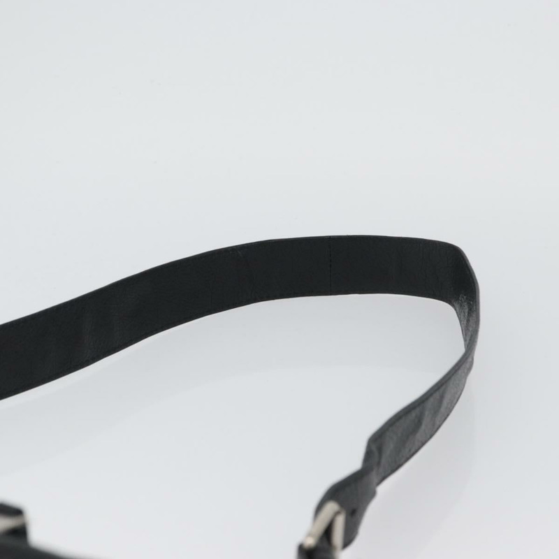 【日本直送】BALENCIAGA 黑色銀色皮革斜背包 Auth mr2182V-7