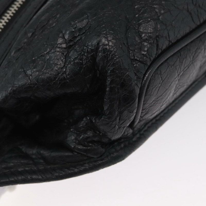 【日本直送】BALENCIAGA 黑色銀色皮革斜背包 Auth mr2182V-8