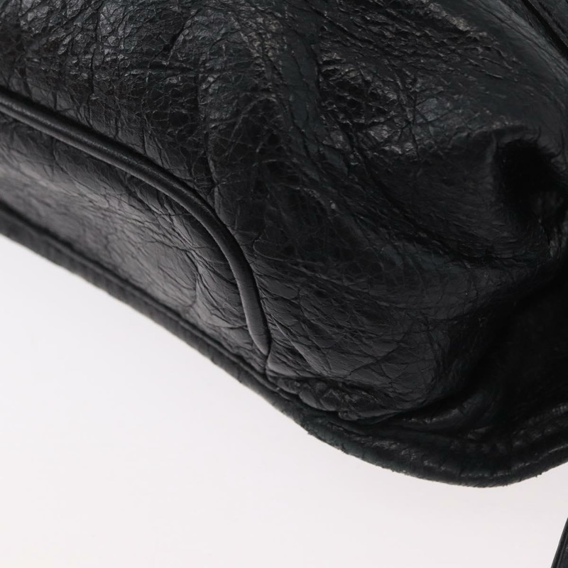 【日本直送】BALENCIAGA 黑色銀色皮革斜背包 Auth mr2182V-13