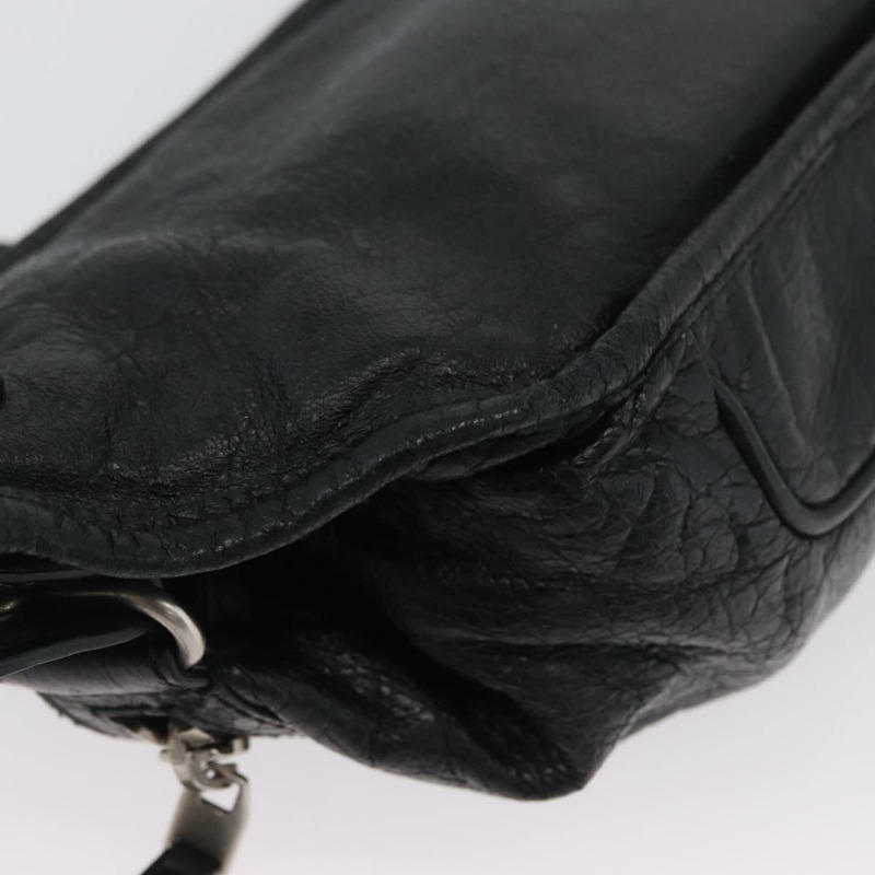 【日本直送】BALENCIAGA 黑色銀色皮革斜背包 Auth mr2182V-14