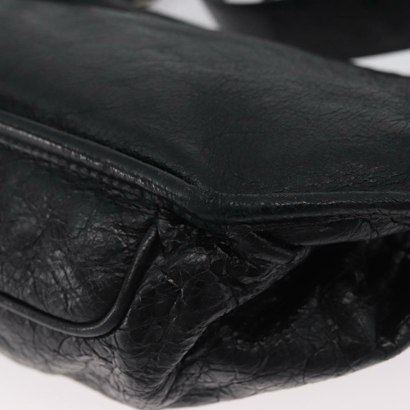 【日本直送】BALENCIAGA 黑色銀色皮革斜背包 Auth mr2182V-15