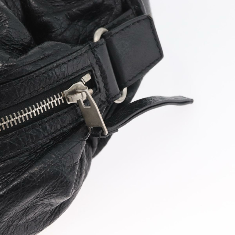 【日本直送】BALENCIAGA 黑色銀色皮革斜背包 Auth mr2182V-16