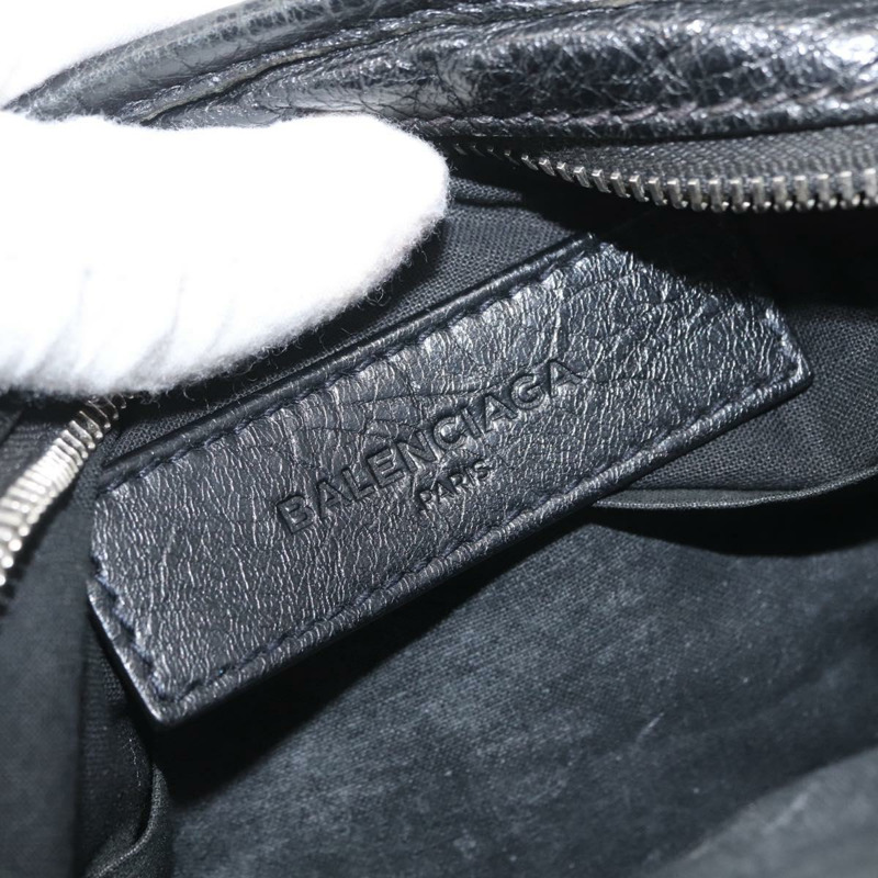 【日本直送】BALENCIAGA 黑色銀色皮革斜背包 Auth mr2182V-17