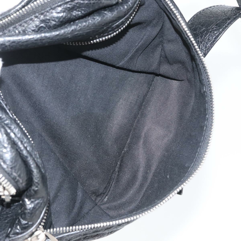 【日本直送】BALENCIAGA 黑色銀色皮革斜背包 Auth mr2182V-20
