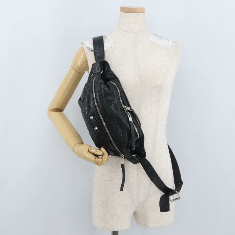 【日本直送】BALENCIAGA 黑色銀色皮革斜背包 Auth mr2182V-21