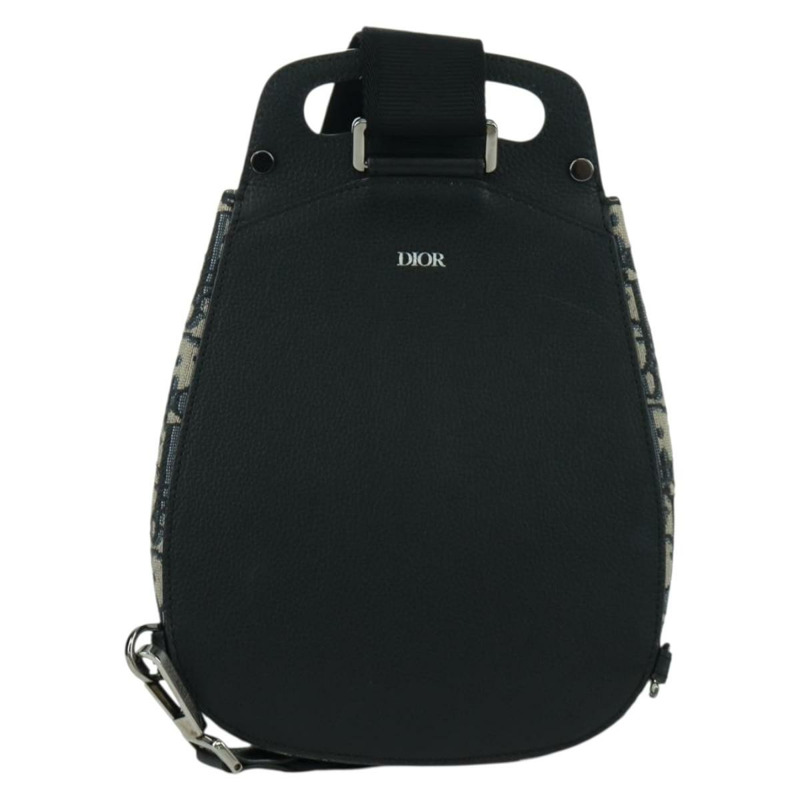 【日本直送】Christian Dior Oblique Trotter帆布馬鞍包 海軍藍 銀色 正品 172398SAM-2