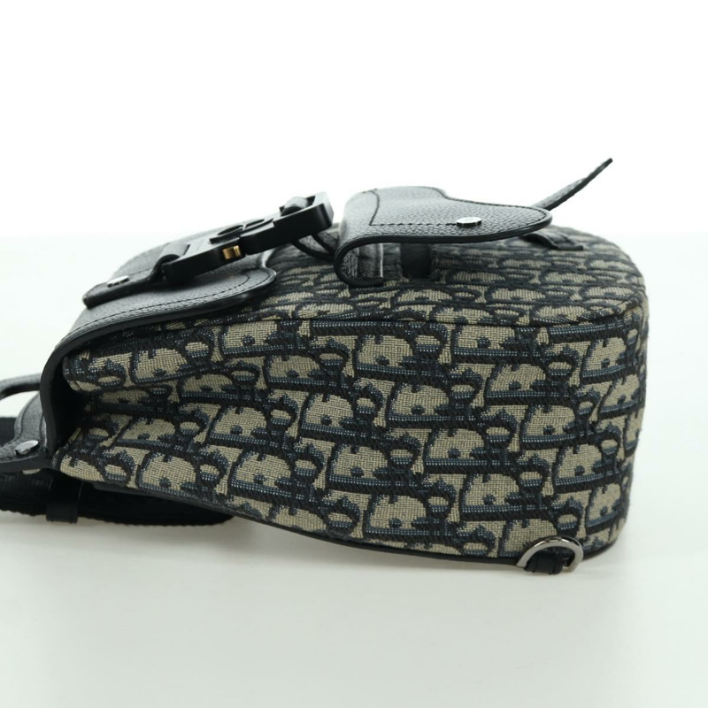 【日本直送】Christian Dior Oblique Trotter帆布馬鞍包 海軍藍 銀色 正品 172398SAM-4