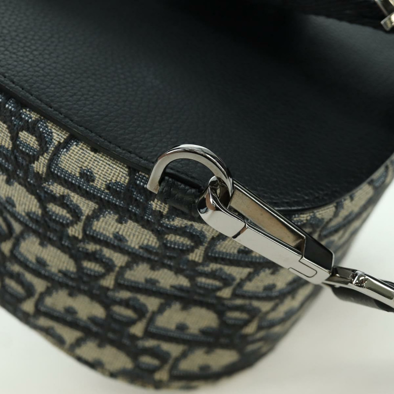 【日本直送】Christian Dior Oblique Trotter帆布馬鞍包 海軍藍 銀色 正品 172398SAM-13