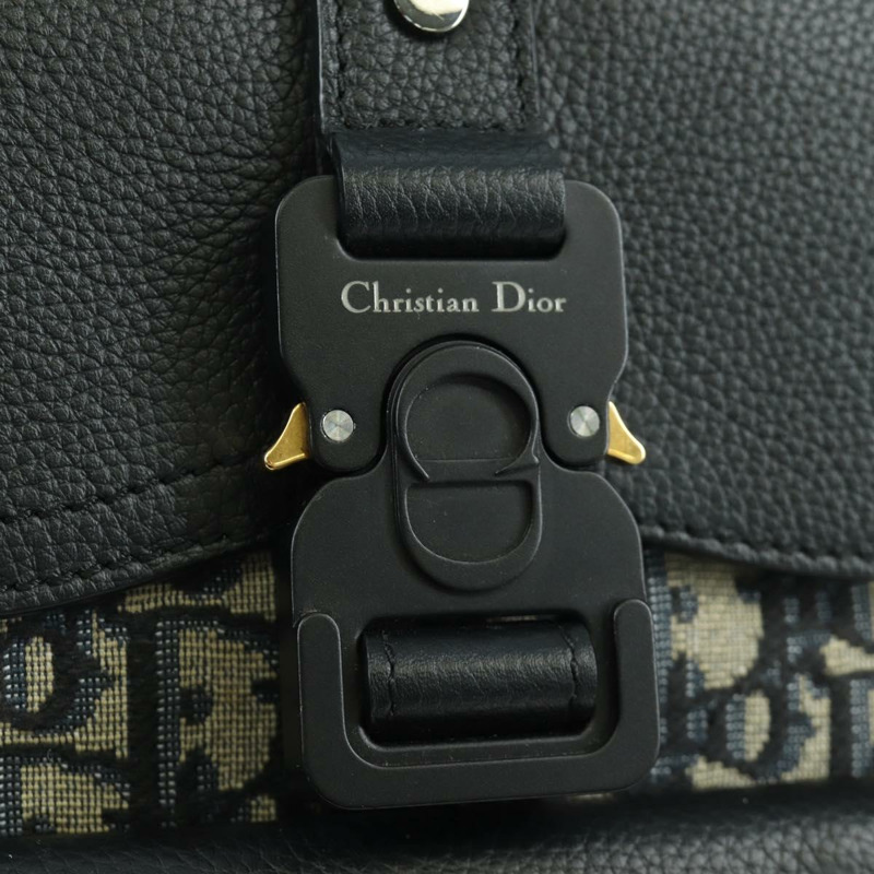 【日本直送】Christian Dior Oblique Trotter帆布馬鞍包 海軍藍 銀色 正品 172398SAM-17
