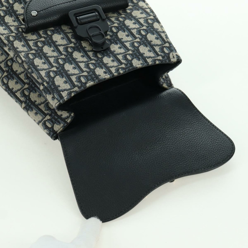 【日本直送】Christian Dior Oblique Trotter帆布馬鞍包 海軍藍 銀色 正品 172398SAM-18