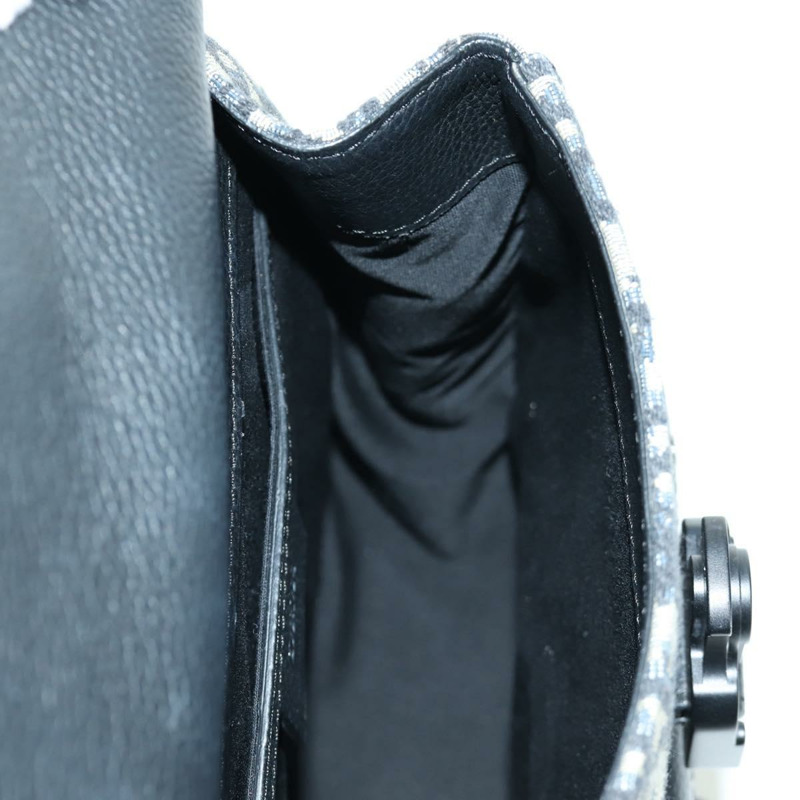 【日本直送】Christian Dior Oblique Trotter帆布馬鞍包 海軍藍 銀色 正品 172398SAM-21