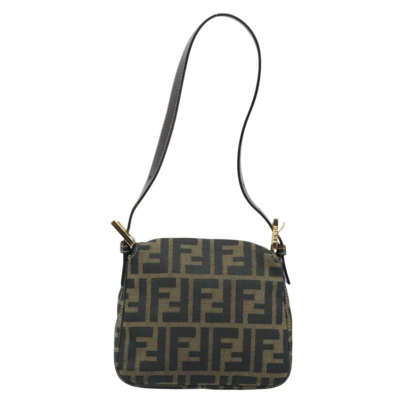 【日本直送】FENDI Zucca帆布Mamma Baguette手袋 棕色 黑色 金色 正品 173348SAV-1
