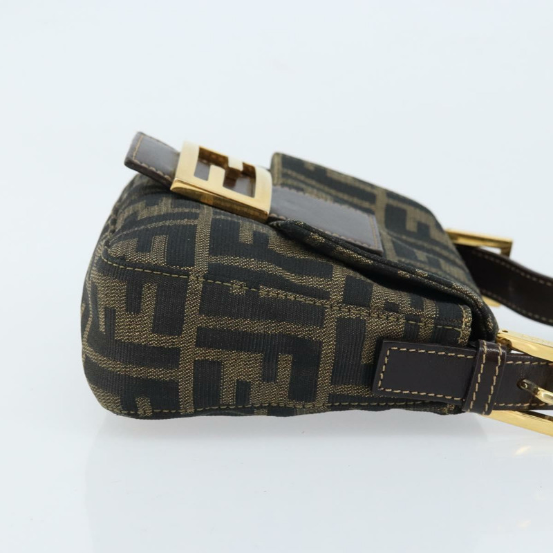 【日本直送】FENDI Zucca帆布Mamma Baguette手袋 棕色 黑色 金色 正品 173348SAV-2
