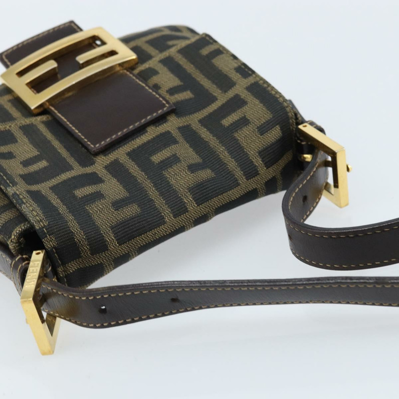 【日本直送】FENDI Zucca帆布Mamma Baguette手袋 棕色 黑色 金色 正品 173348SAV-5