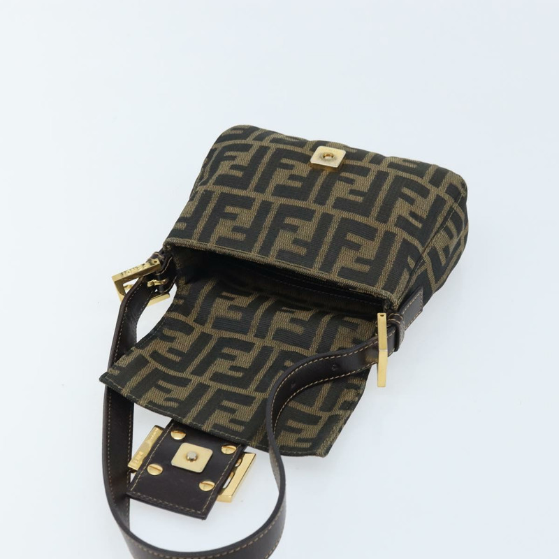 【日本直送】FENDI Zucca帆布Mamma Baguette手袋 棕色 黑色 金色 正品 173348SAV-7