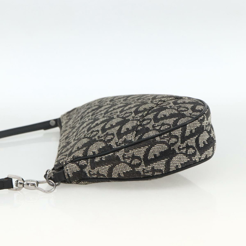 【日本直送】Christian Dior Trotter帆布馬鞍配件包 黑色銀色 Auth 173357V-3