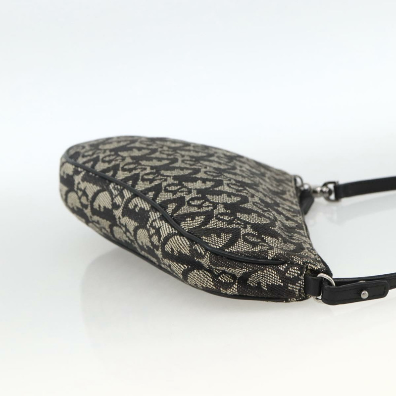 【日本直送】Christian Dior Trotter帆布馬鞍配件包 黑色銀色 Auth 173357V-4