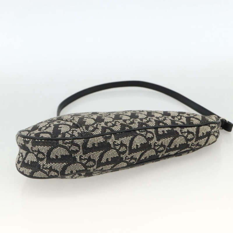 【日本直送】Christian Dior Trotter帆布馬鞍配件包 黑色銀色 Auth 173357V-8