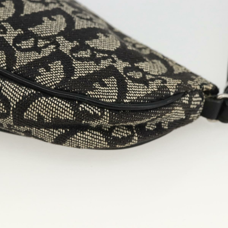 【日本直送】Christian Dior Trotter帆布馬鞍配件包 黑色銀色 Auth 173357V-9