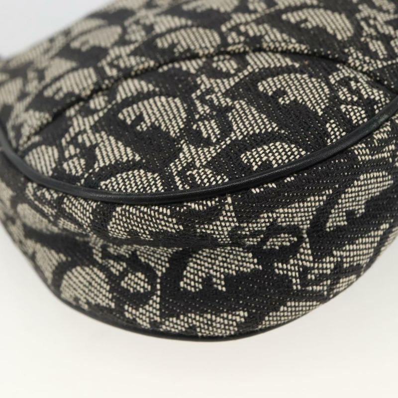 【日本直送】Christian Dior Trotter帆布馬鞍配件包 黑色銀色 Auth 173357V-10