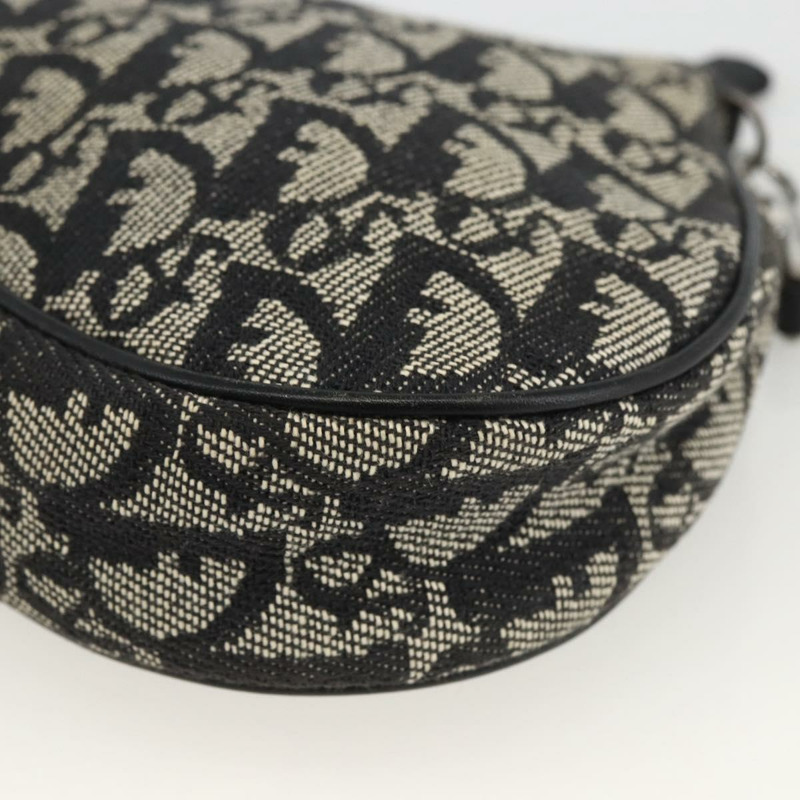 【日本直送】Christian Dior Trotter帆布馬鞍配件包 黑色銀色 Auth 173357V-11