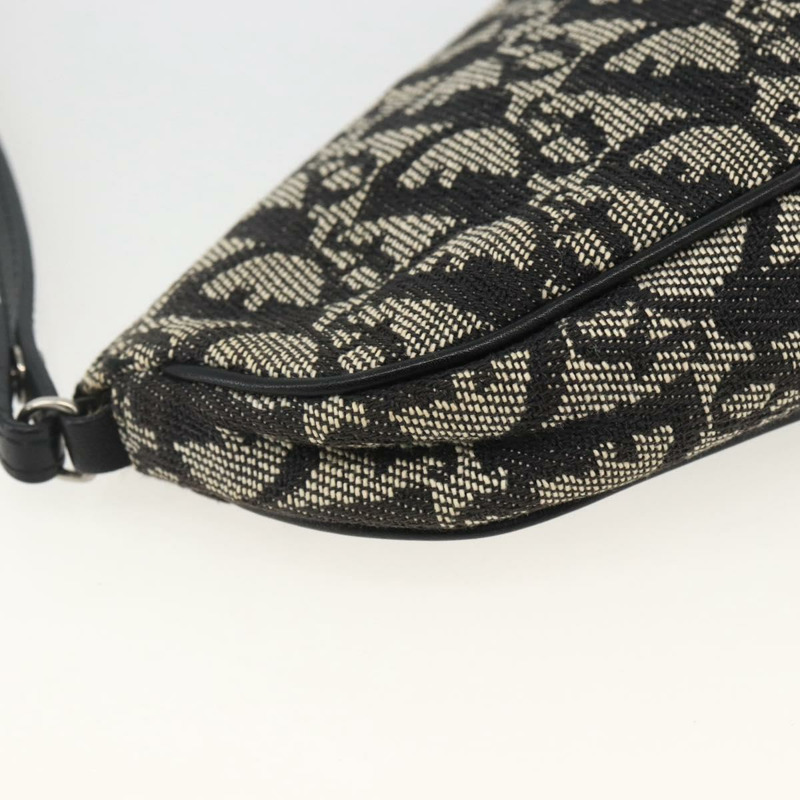 【日本直送】Christian Dior Trotter帆布馬鞍配件包 黑色銀色 Auth 173357V-12