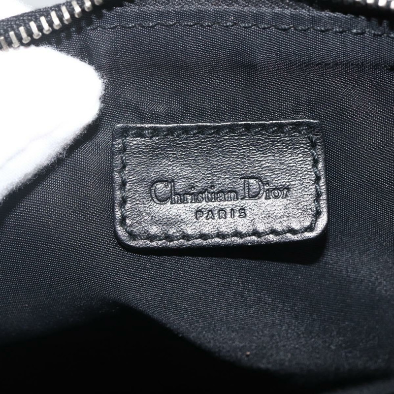 【日本直送】Christian Dior Trotter帆布馬鞍配件包 黑色銀色 Auth 173357V-14